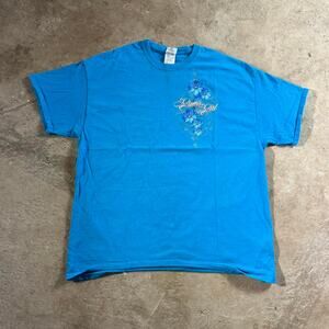 Blue Hawaii Flower Graphic T-Shirt